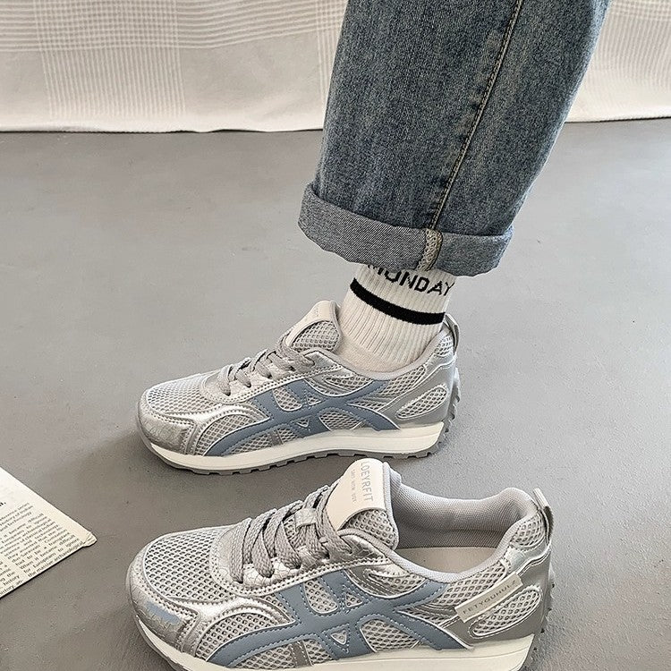 Damen Sportliche Mesh Sneakers mit atmungsaktiver Oberflächenstruktur und rutschfester Sohle EB