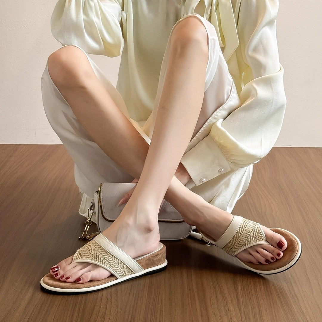 Damen modische Sommerschlappen mit geflochtenem Riemen und ergonomischer Sohle EB