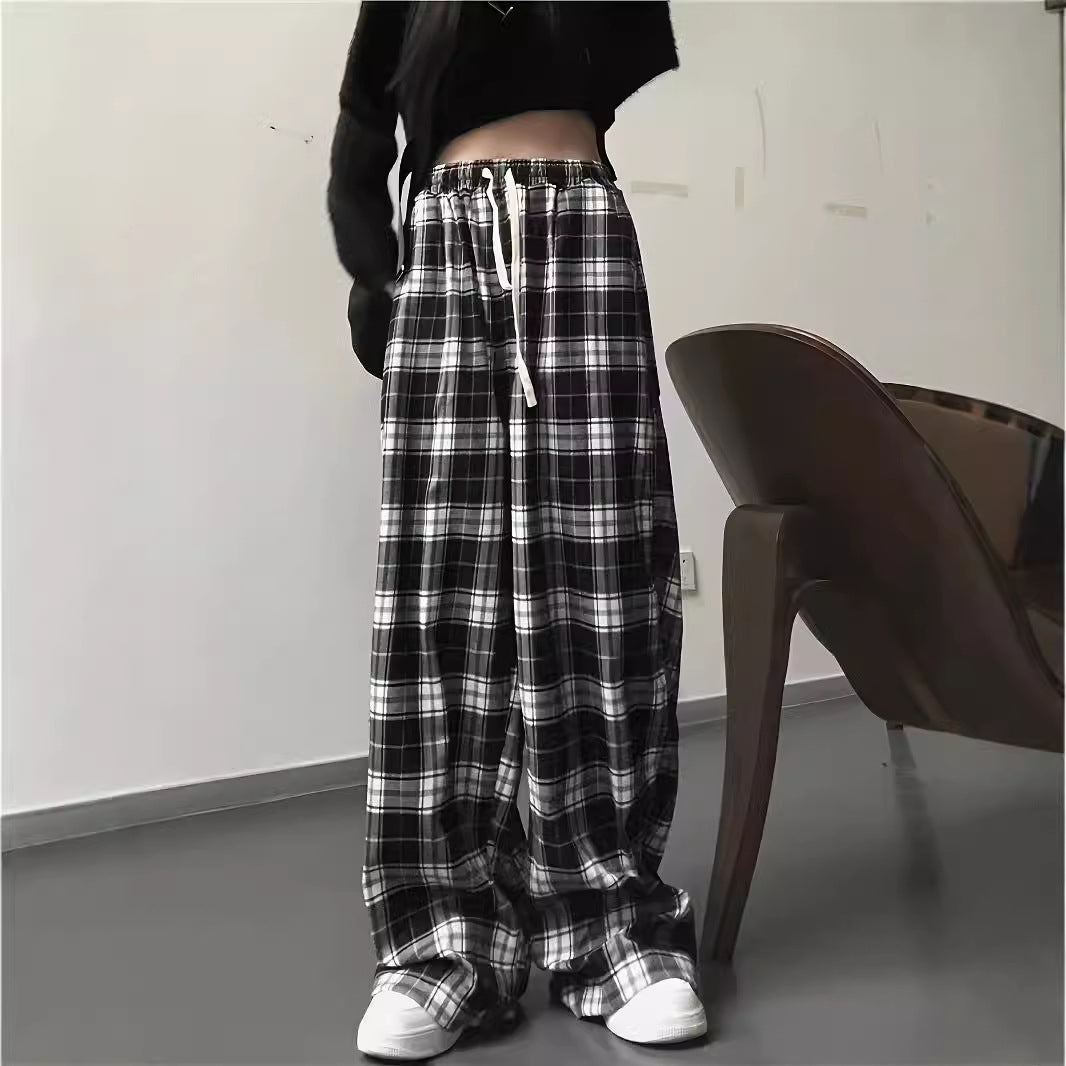Damen Karohose mit elastischem Bund und lässigem Schnitt EB