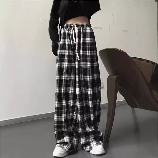 Damen Karohose mit elastischem Bund und lässigem Schnitt EB