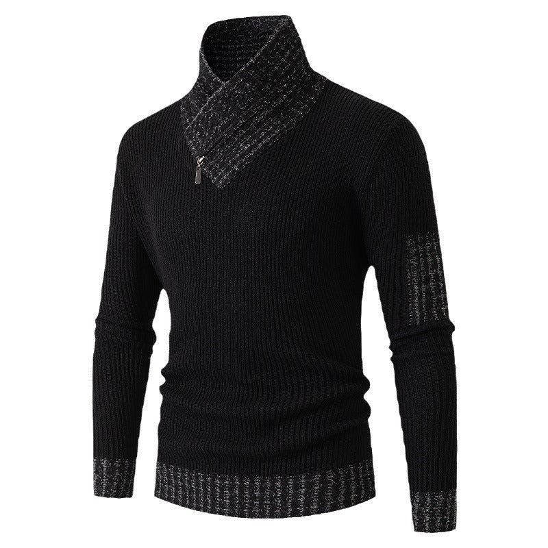 Herren Pullover mit modernem asymmetrischem Kragen und strukturiertem Design EB