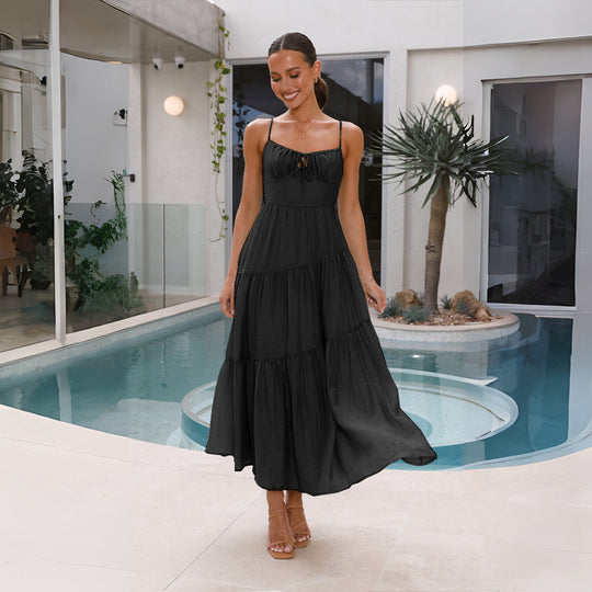 Damen Maxikleid mit verspieltem Schnitt und luftigen Trägern EB