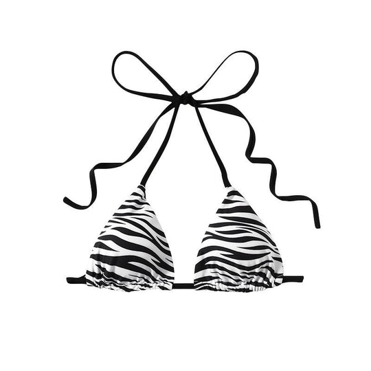 Damen Triangel-Bikinioberteil mit modischem Zebra-Muster EB