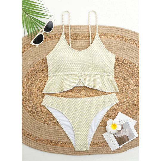 Damen Bikiniversatile mit Rüschen und Karomuster EB