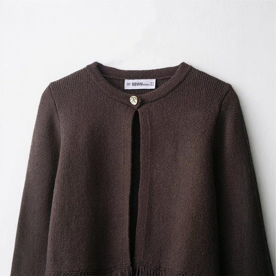 Damen Fransen Strickjacke mit exklusive Verarbeitung EB