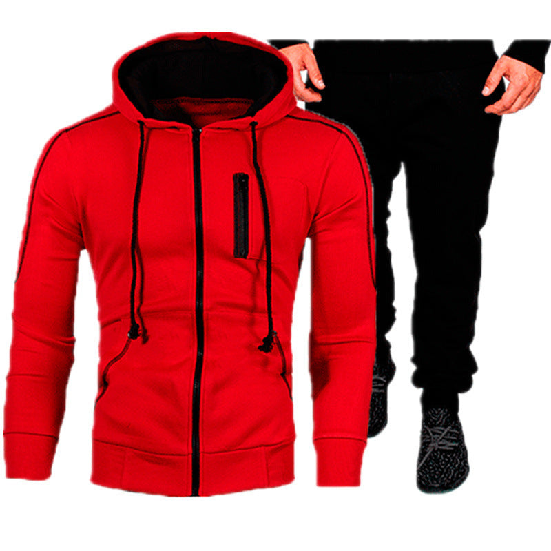 Herren sportliches Kapuzenjacken- und Jogginghosen-Set EB