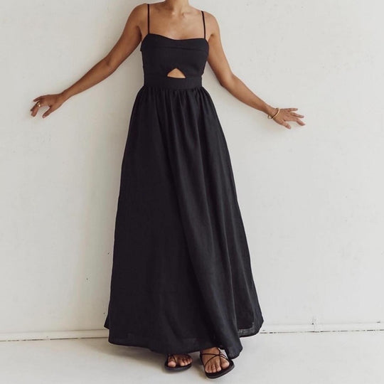 Damen Maxikleid mit tiefem Schlitz und verführerischem Cut-Out EB