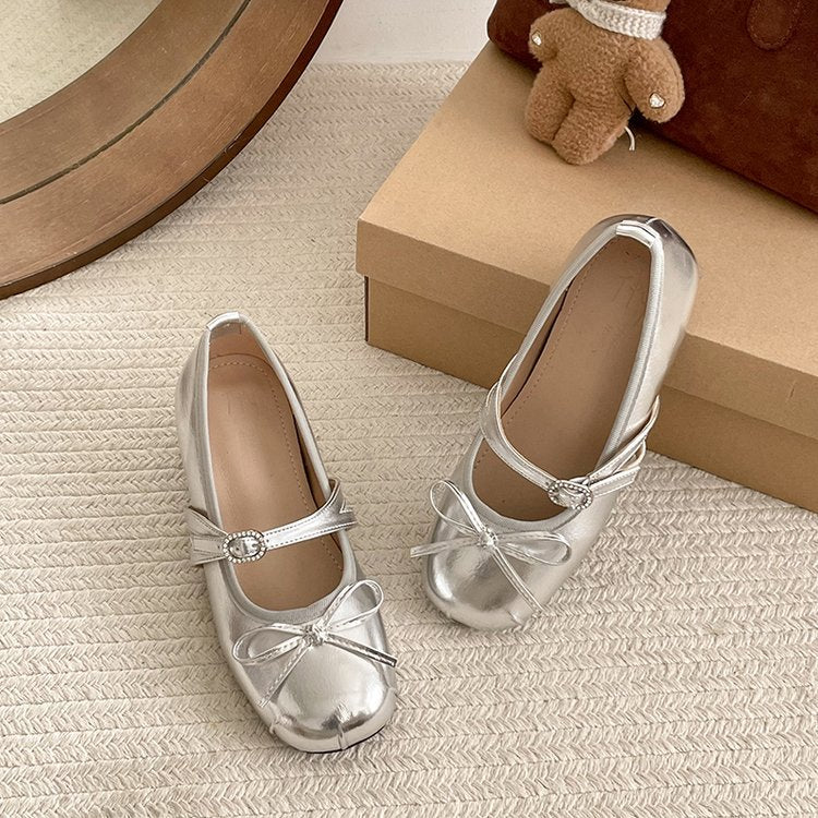 Damen elegante Mary Jane Ballerinas mit modischem Schleifenakzent EB