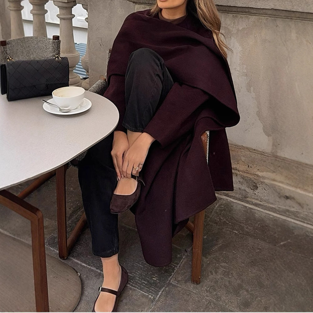 Damen elegante und vielseitige Poncho-Jacke EB