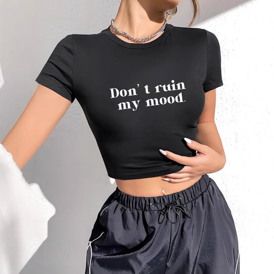 Damen Crop-T-Shirt mit modernem Grafiken-Aufdruck EB
