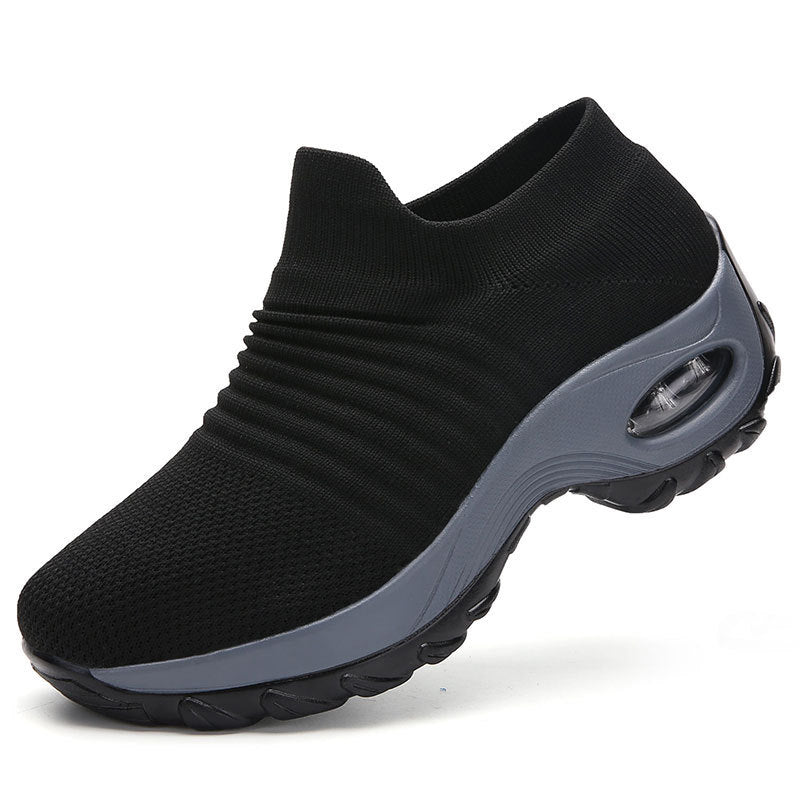 Damen gestrickter Sock-Sneaker mit sichtbarer Luftkammer und gedämpfter Plateausohle EB
