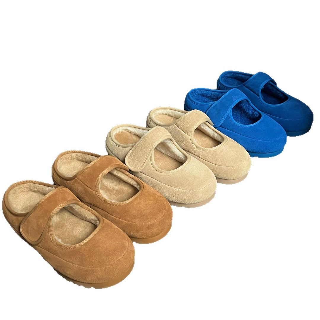 Damen Hausschuhe mit weichem Fleece-Futter und komfortablem Klettverschluss EB