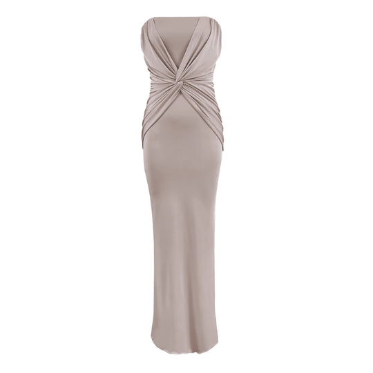 Damen Elegantes Minimalistisches Abendkleid mit Raffungen EB
