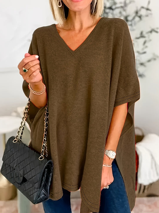 Damen V-Ausschnitt Oversized-Tunika EB