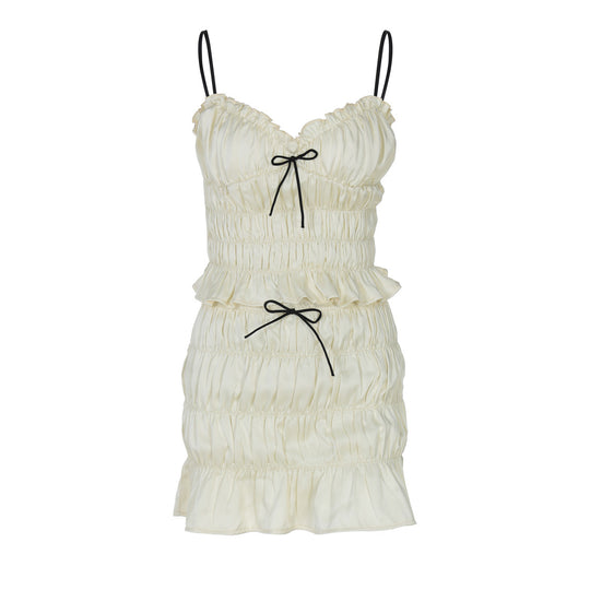 Damen Raffiniertes Mini-Kleid mit Rüschendetails und verstellbaren Trägern EB
