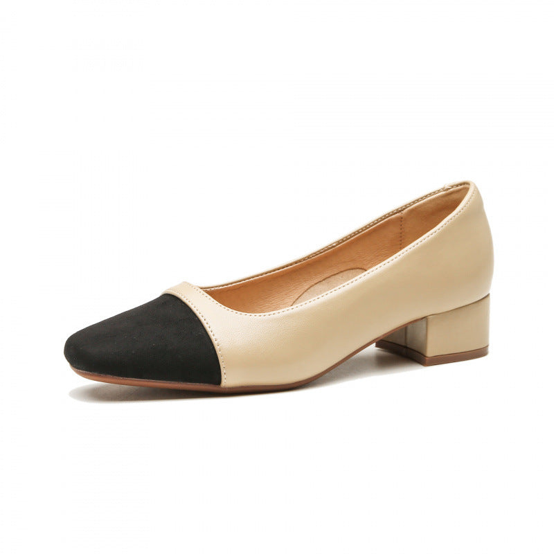 Damen Ballerinas mit elegantem Kontrast und komfortablem Blockabsatz EB