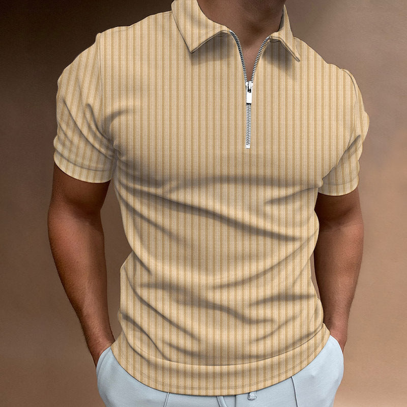 Herren Kurzarm Polo-Hemd mit Reißverschluss und strukturiertem Design EB