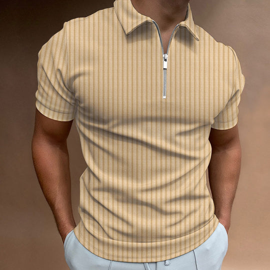 Herren Kurzarm Polo-Hemd mit Reißverschluss und strukturiertem Design EB