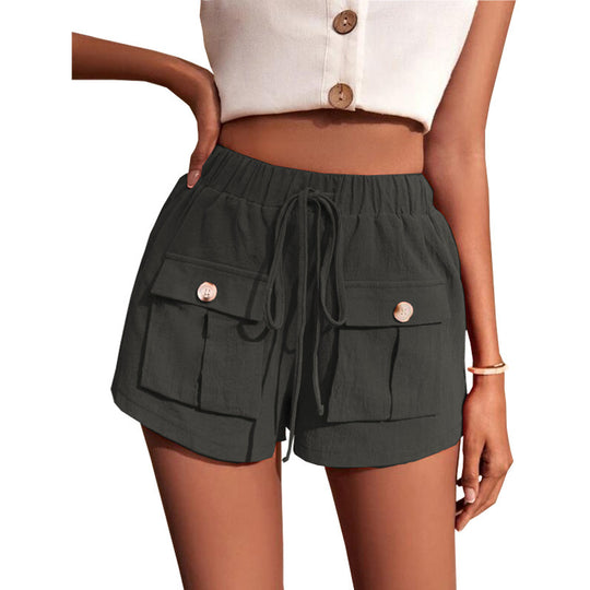Damen lässige Shorts mit praktischen Taschen und komfortablem Kordelzug EB