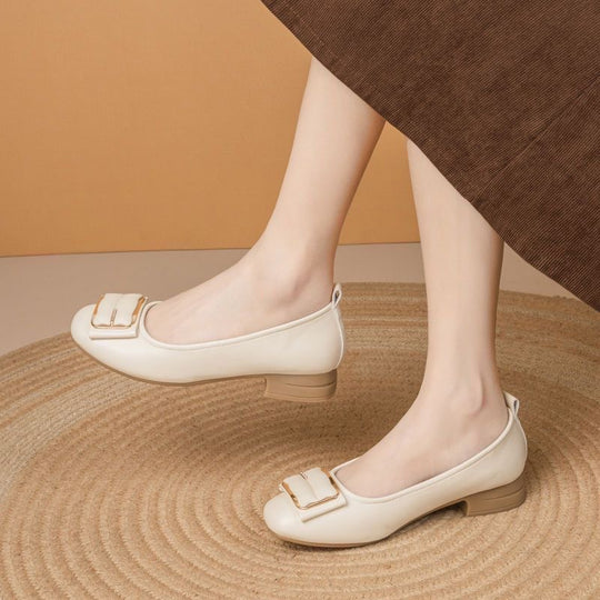 Damen elegante Ballerinas mit schickem Schnallen-Design EB