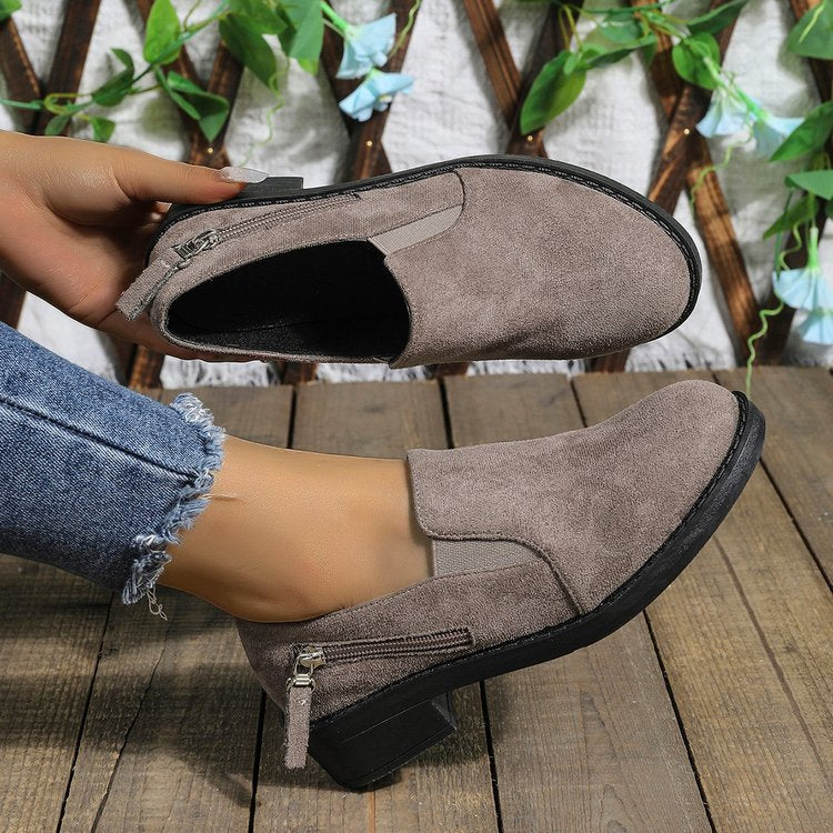 Damen modische Stiefeletten mit seitlichem Reißverschluss und ergonomischer Sohle EB