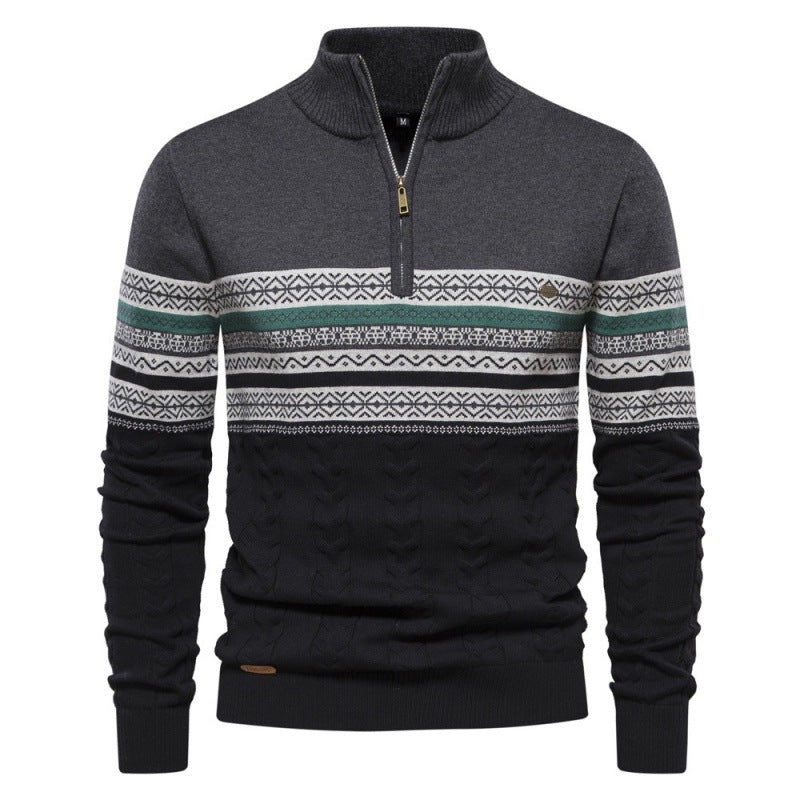 Herren modischer Pullover mit Reißverschluss und strukturiertem Design EB