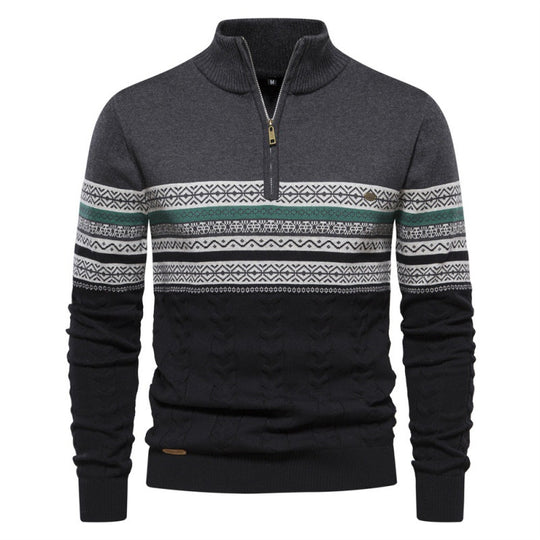 Herren modischer Pullover mit Reißverschluss und strukturiertem Design EB