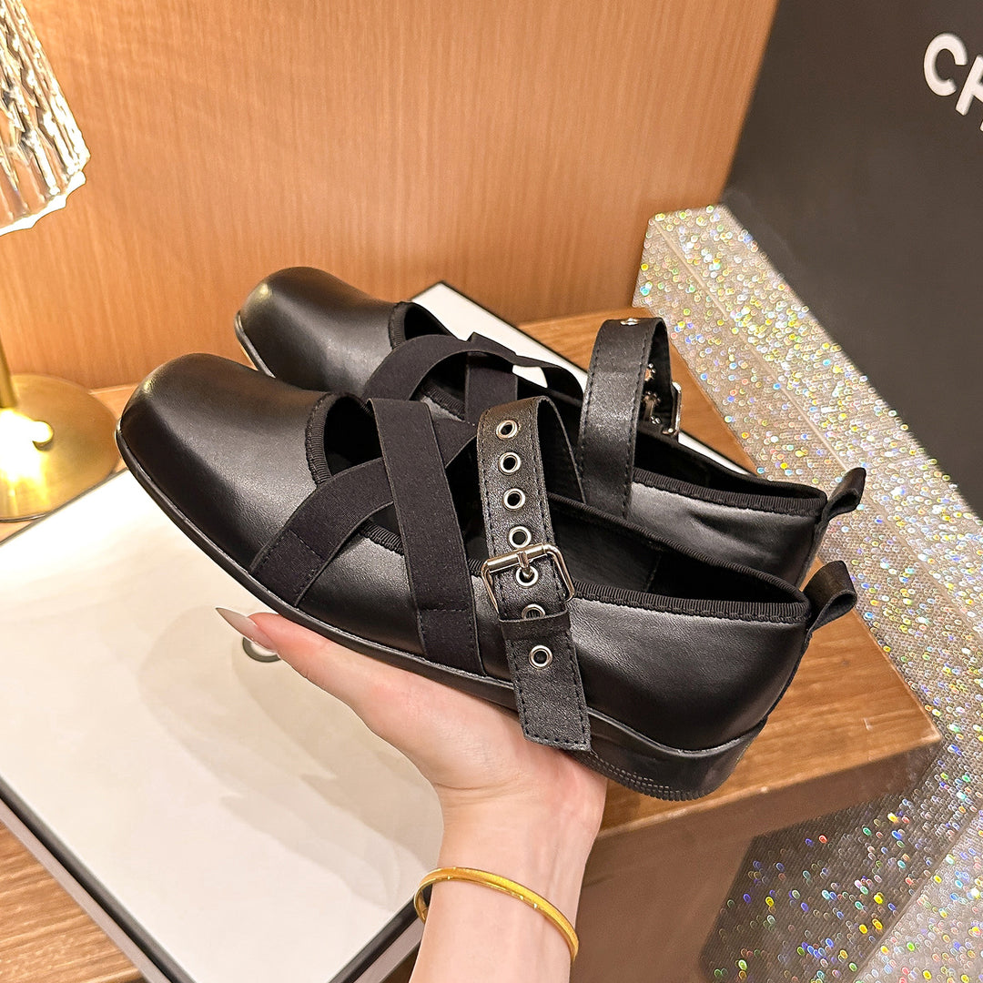 Damen Komfortable Ballerinas mit verstellbarem Riemendesign EB