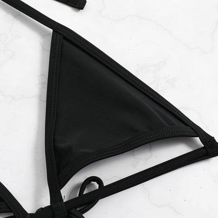 Damen Triangel-Bikini-Set mit geflochtenem Höschen und verstellbaren Trägern EB