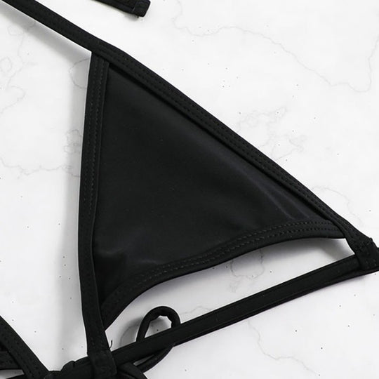 Damen Triangel-Bikini-Set mit geflochtenem Höschen und verstellbaren Trägern EB