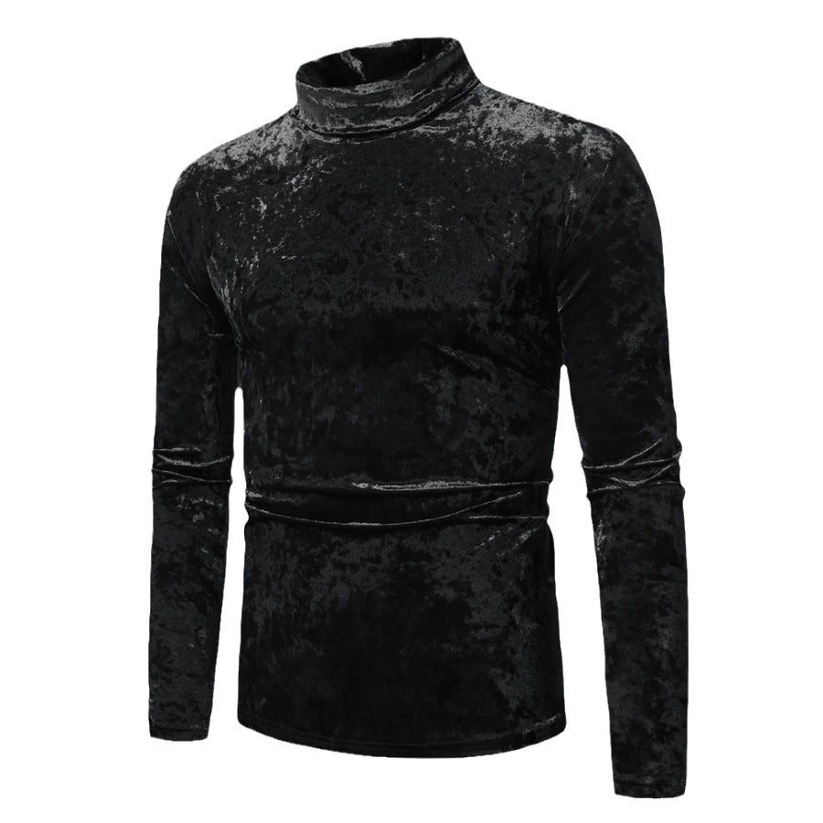 Herren eleganter Rollkragenpullover aus luxuriösem Samtstoff EB