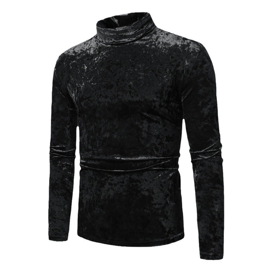 Herren eleganter Rollkragenpullover aus luxuriösem Samtstoff EB