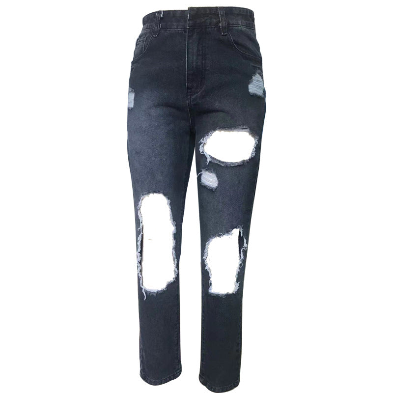 Damen Destroyed Jeans mit hoher Taille und lässigem Schnitt EB