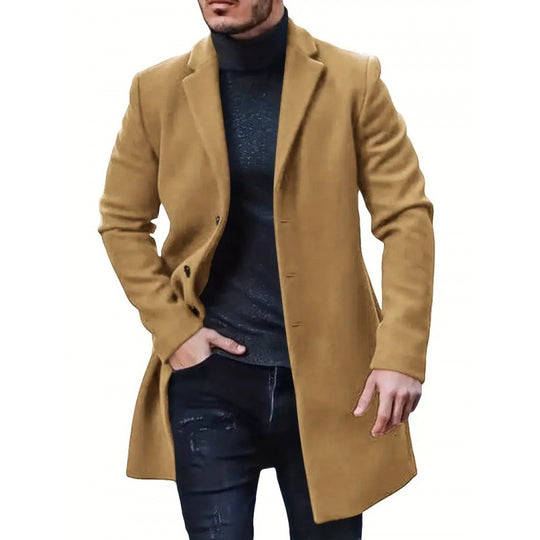 Herren eleganter und klassischer Wollmantel mit schmalem Schnitt EB