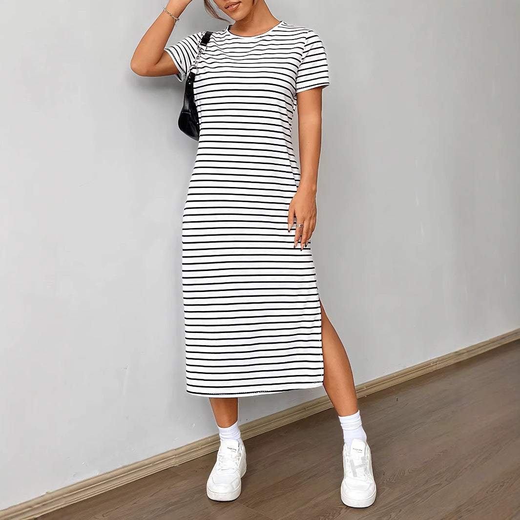 Damen Streifen-Maxikleid aus weichem Jersey EB