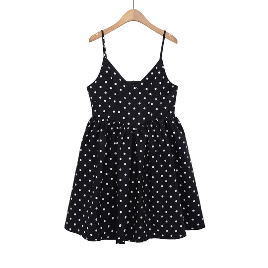 Damen Sommerliches Spaghettiträgerkleid mit verspieltem Punkte-Design und fließendem Schnitt EB