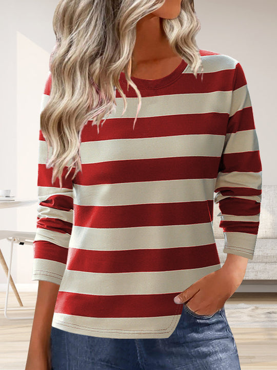 Damen Langarmshirt mit modernem Streifenmuster und bequemer Passform EB