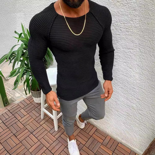 Herren stylisches gestreiftes Langarmshirt EB