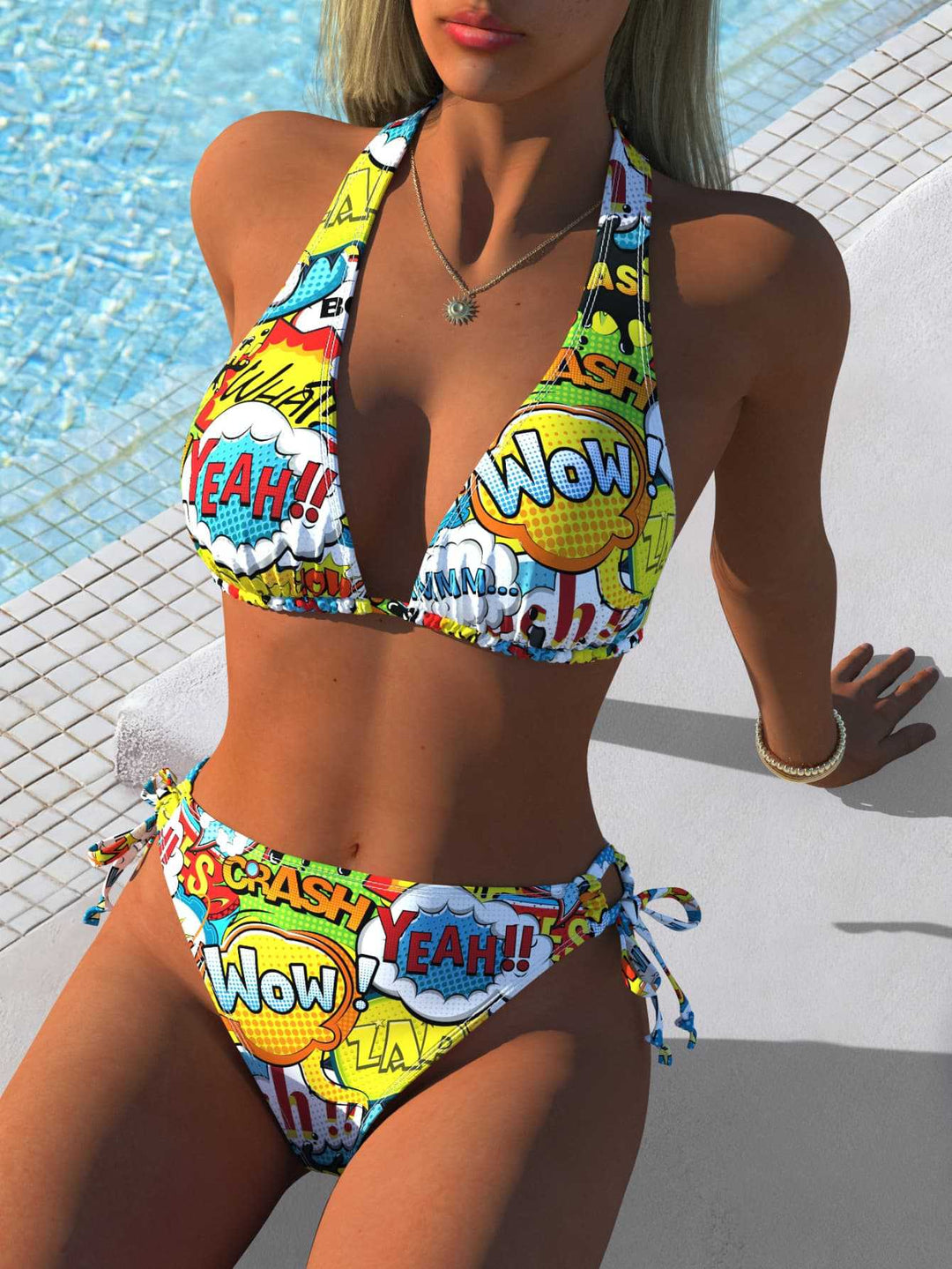 Damen Triangel-Bikini mit elegantem Animal-Print und verstellbaren Trägern EB