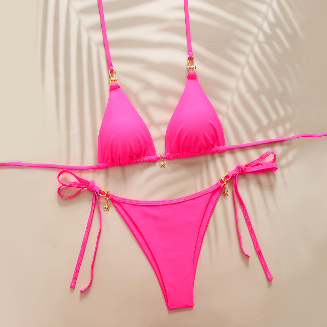 Damen Triangel-Bikini mit elegantem Knoten-Detail und modischen Akzenten EB