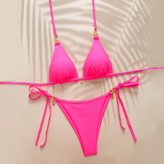 Damen Triangel-Bikini mit elegantem Knoten-Detail und modischen Akzenten EB