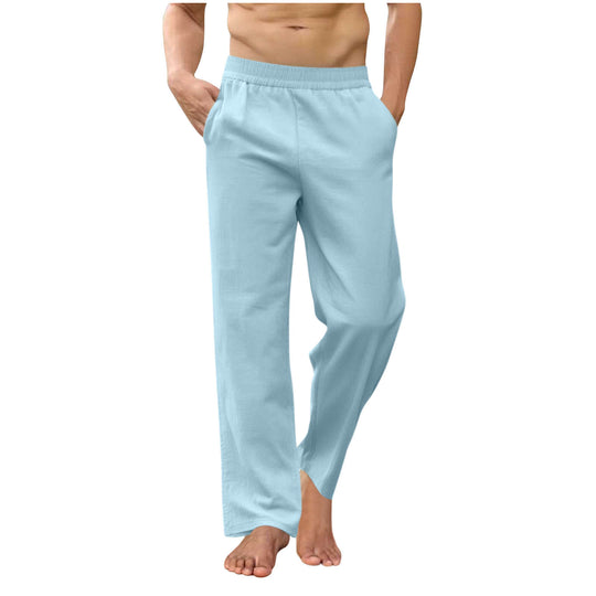 Herren nan lockere Loungehose mit elastischem Bund, Eingrifftaschen und seitlichen Knöchelschlitzen EB