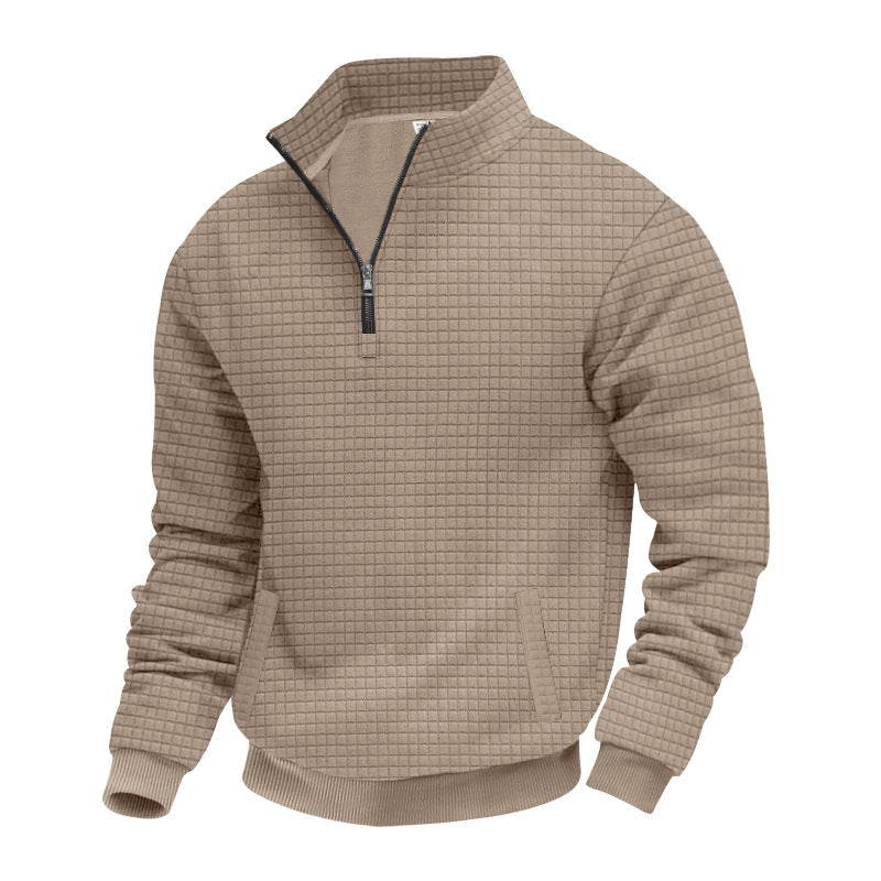 Herren Strukturierter Sweatpullover mit halbem Reißverschluss EB