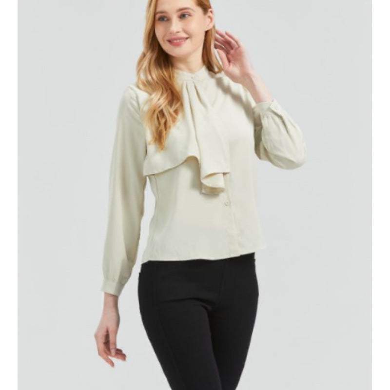 Damen Bluse mit eleganter Rüschendetails und Kragen EB