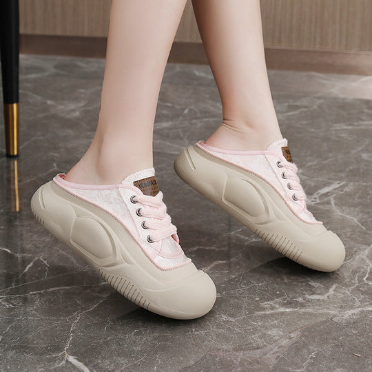 Damen bequeme Slip-On Sneaker mit modischem Blumenmuster und stoßdämpfender Sohle EB