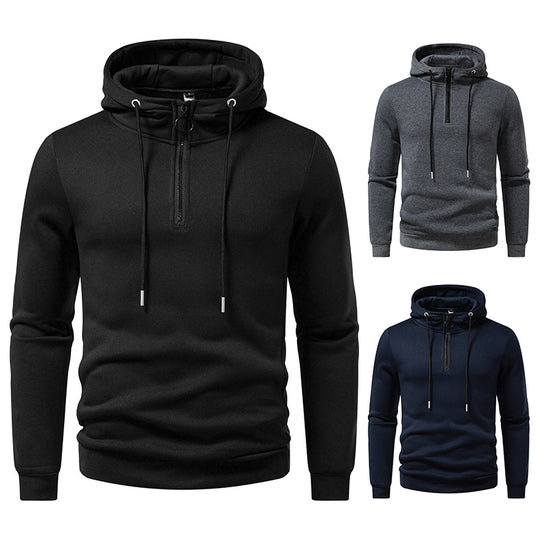 Herren Kapuzenpullover mit halblangem Reißverschluss und modernem Schnitt EB