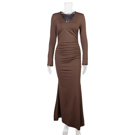 Damen elegantes Midi-Kleid aus hochwertigem Velours EB