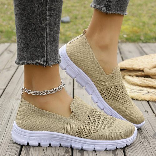 Damen Atmungsaktive Slip-On Sneakers mit elastischem Einsatz EB