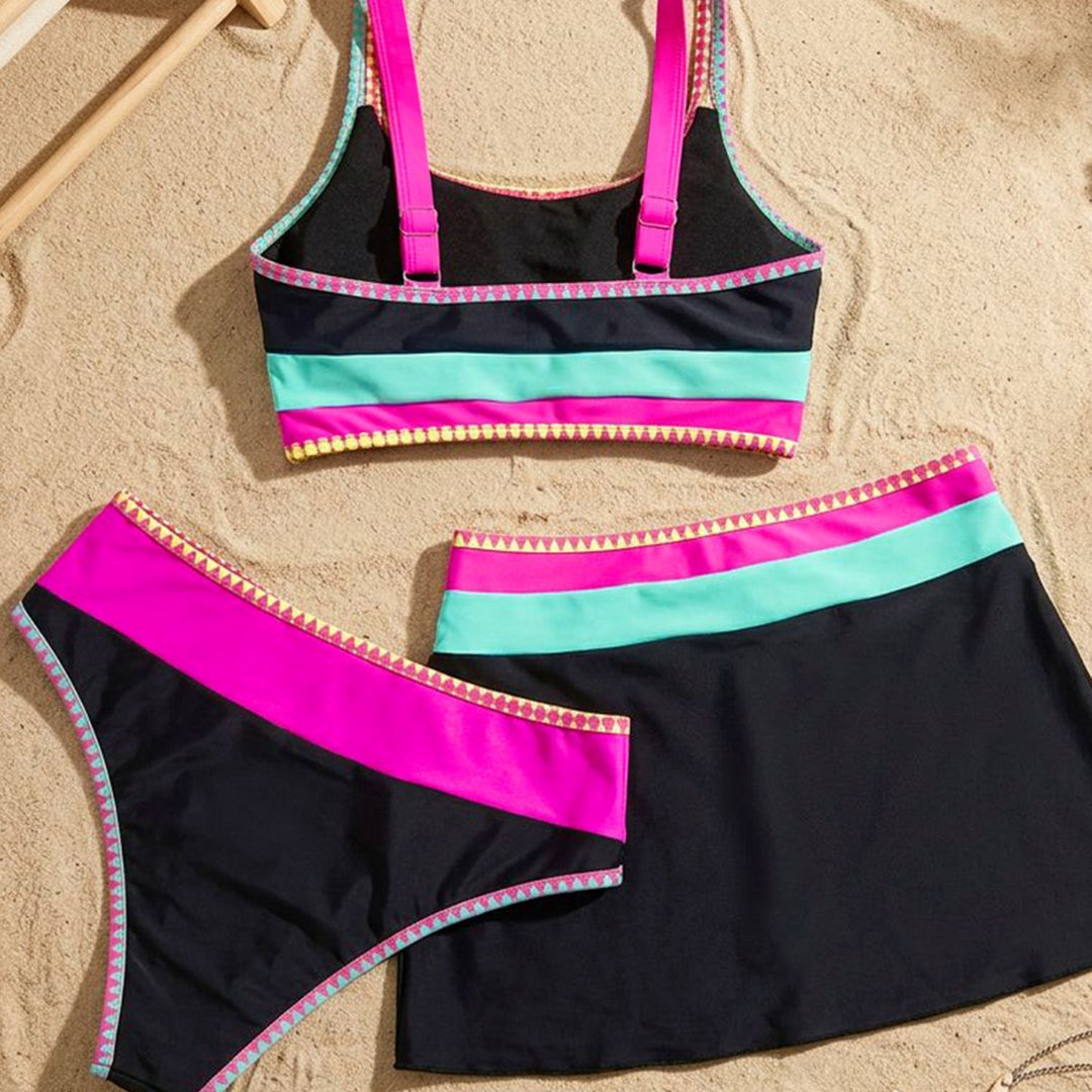 Damen Bikinikleid mit modischem Cut-Out und farbigen Akzenten EB