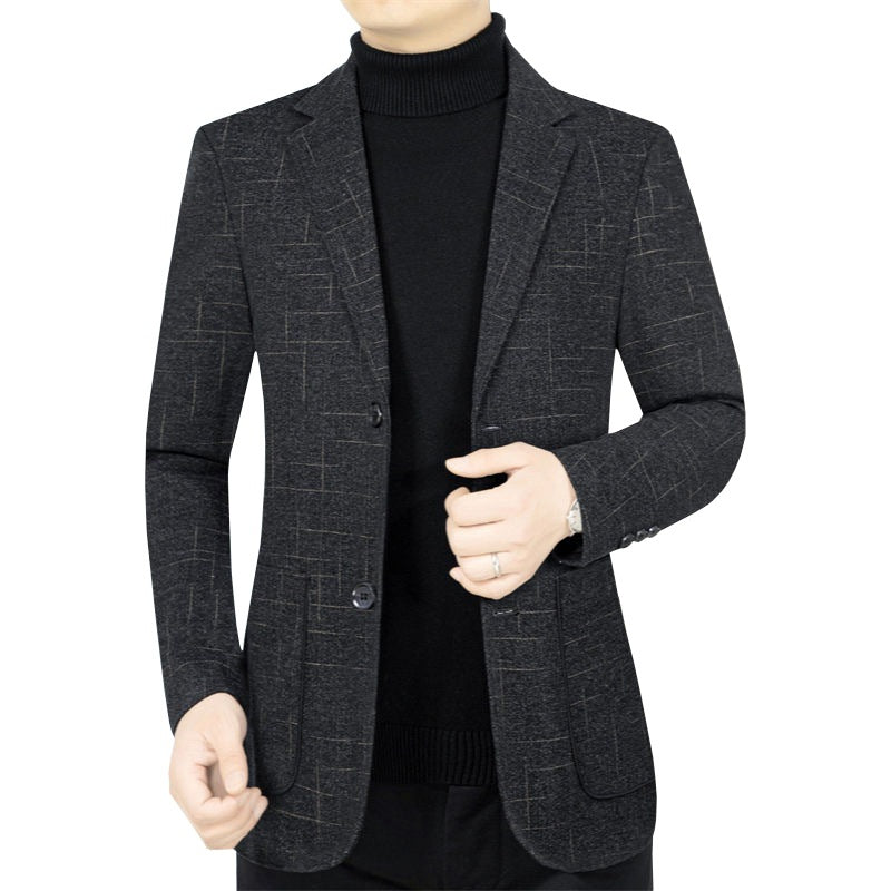 Herren Slim-Fit Sakko aus Wollmischung mit dezentem Karomuster EB
